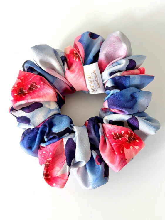 Różowo niebieska scrunchie